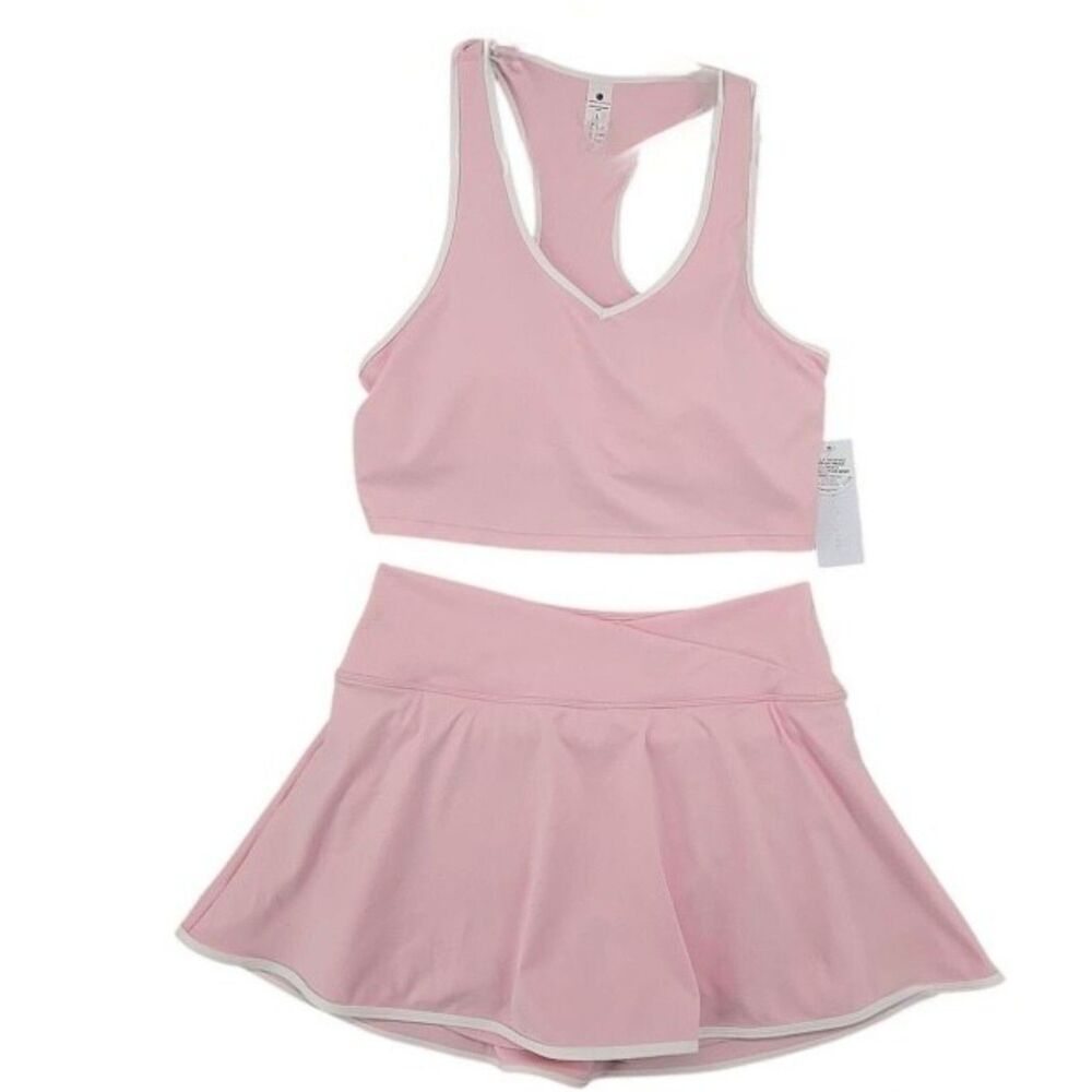 Yogalicious Lux Rally Radiance Pink Crop Tank & Skort Set, Small Top Med Bottom